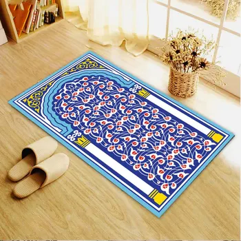 Muslim Prayer Flannel Carpet Room Mat Square Removable Kitchen Bathroom Floor Washable Carpet Mat Bedroom