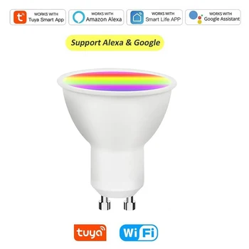 Tuya GU10 Dimmable Smart Bulb WiFi or Bluetooth LED Light Lamps Smart Life App Control Spotlight Bulb Works With Alexa Google