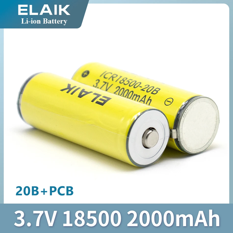 

1-4pcs ICR18500 3.7V 2000mAh Rechargeable Lithium Battery with High Quality and Reliable Cell Performance 20B - Tip+PCB