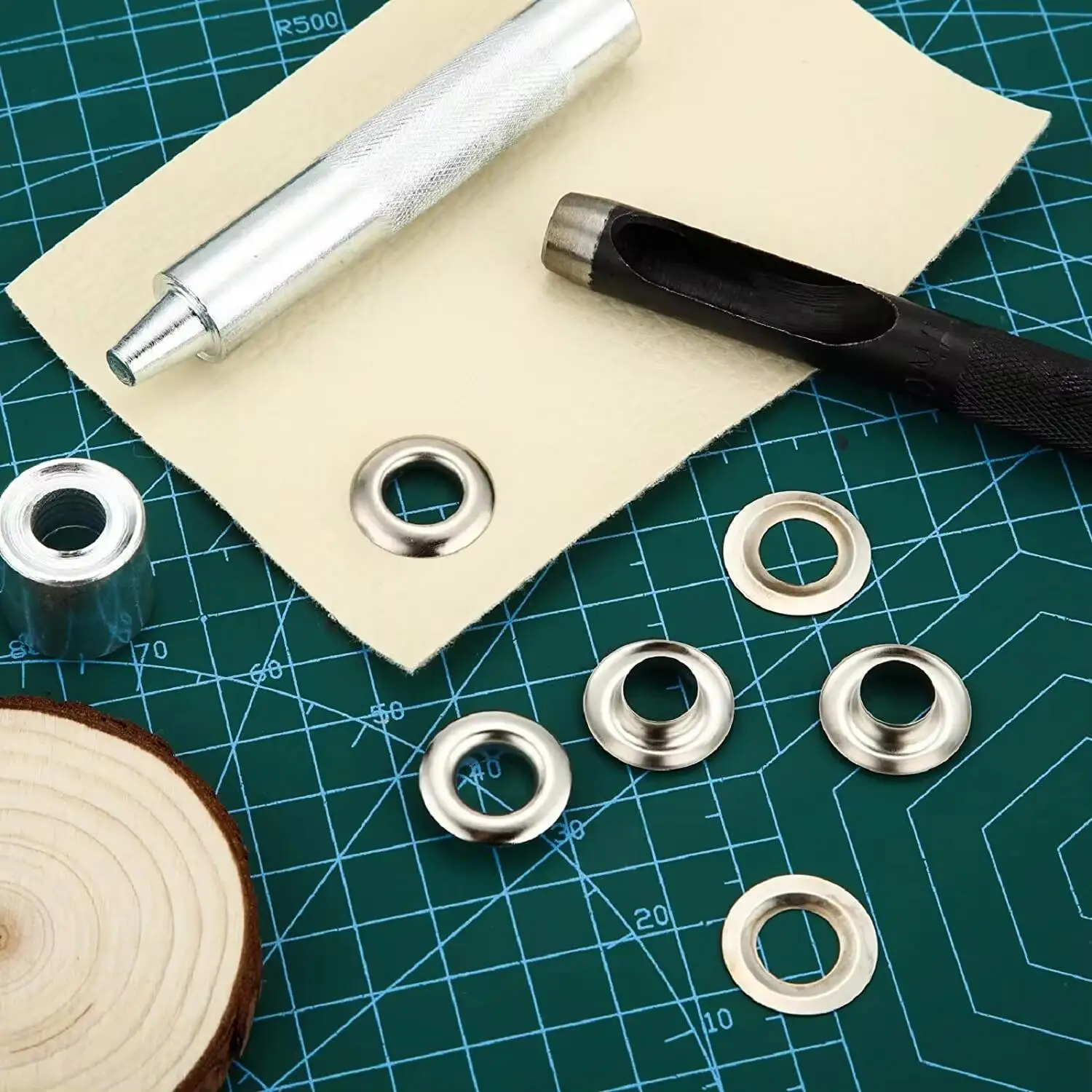 Eyelet Punch Tool Set Eyelet Grommet Ring Kit Eyelet Grommet Ring Grommet Punch Tool Grommet Tool Eyelet Grommet Dies Grommet Tool Kit Grommet Eyelet Kit Screw Back Eyelets 100 Sets Grommet Kit Size 6/10/12/14mm With 3 Eyelet Stamping Tools For Repairing Canvas Waterproof Cloth Shoes Clothing