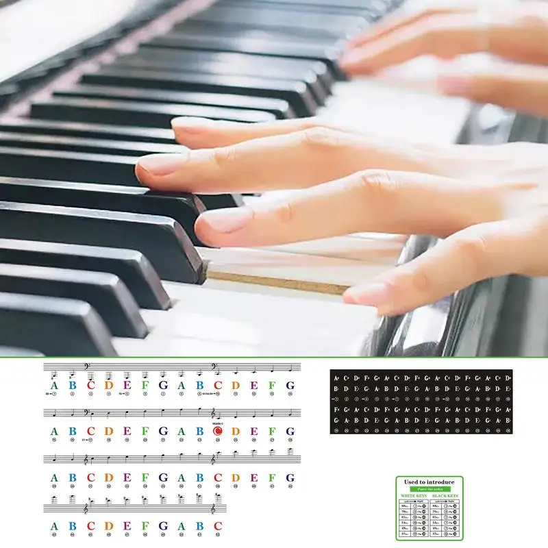 Piano Key Stickers Piano Keyboard Stickers For Beginners Kids Color For 88/76/61/54/49/37 Keys Keyboard