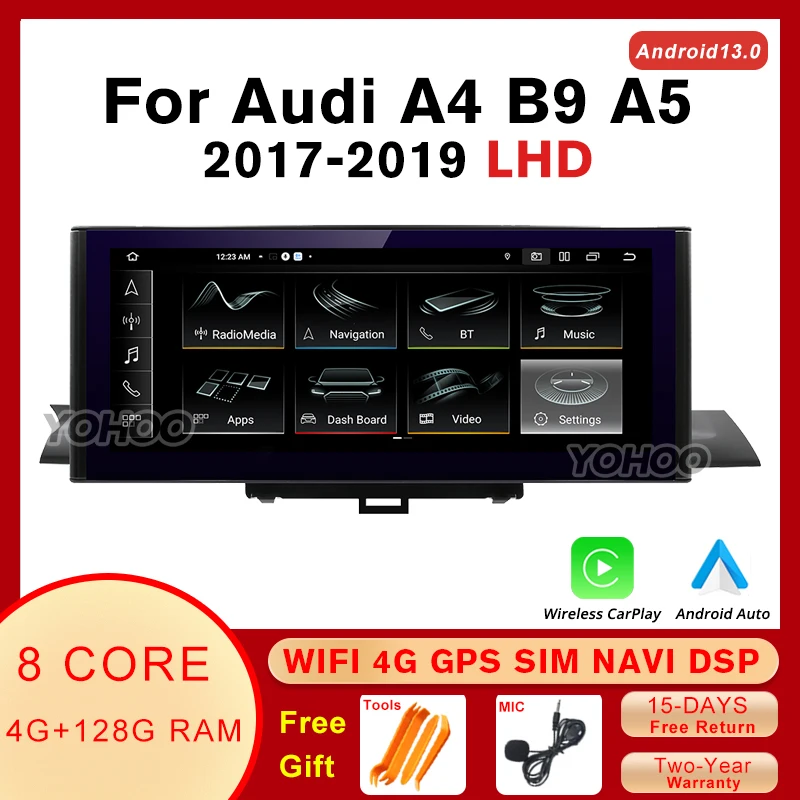 

8Core Android 12 Car Radio For Audi A4 B9 A5 LHD WIFI 4G 4G+128GB Auto Multimedia Stereo Carplay BT IPS Touch Headunit