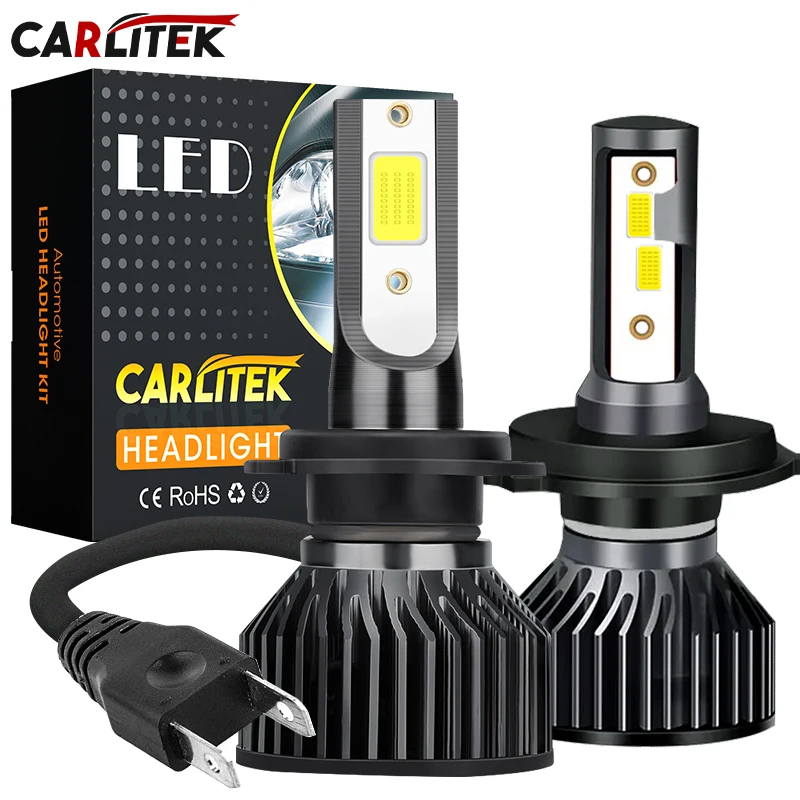 CARLITEK LED Headlight Bulbs H7 H11 H4, COB C37 6000K 50000LM 500W 12V Turbo Fan Hi Lo H1 H3 H8 HB3 HB4 HIR2 9005 9006 9012