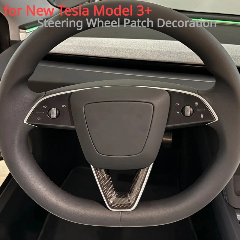 

For Tesla New Model 3 Highland 2024 Updated Steering Wheel Real Carbon Fiber Decorative Patches Interior Decoration Accessories
