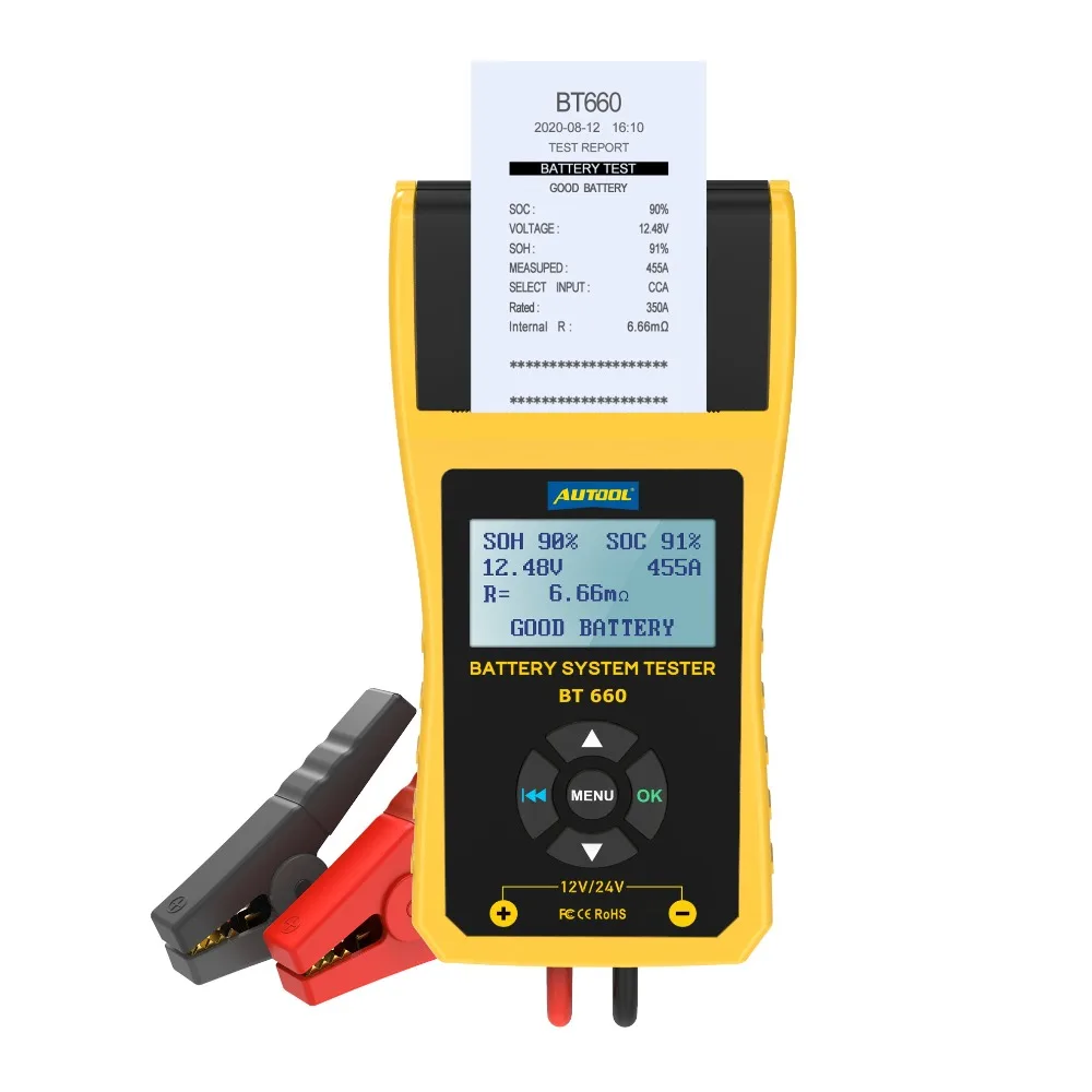 

Factory Multi-language AUTOOL BT660 Car Battery Tester Built-in Printer BT-660 Battery Tester Auto Car Battery Tester