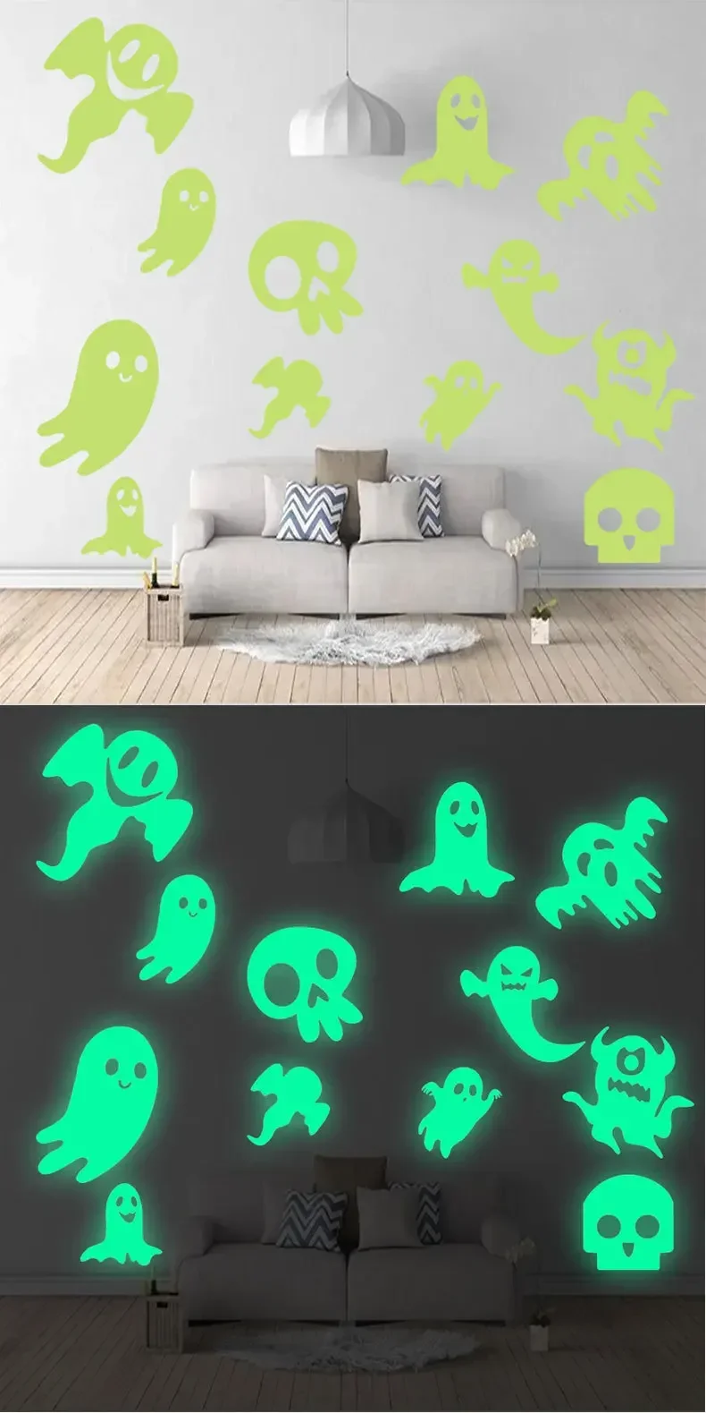 Description Picture 4 of itemGlowing Luminous Ghost Halloween Wall Sticker - Creative Self-Adhesive Decoration for Living Room, Bedroom, Kids Room