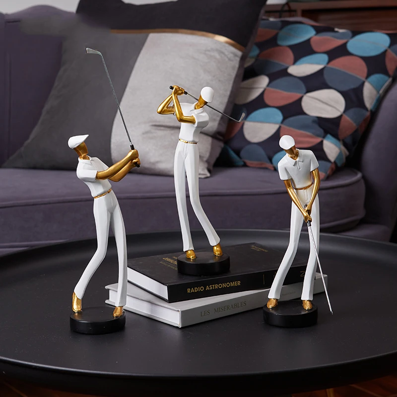 

Modern Golf Boy Resin Character Accessories Home Livingroom Desktop Figurines Crafts Bookcase Cabinet Club Sculpture Decoration