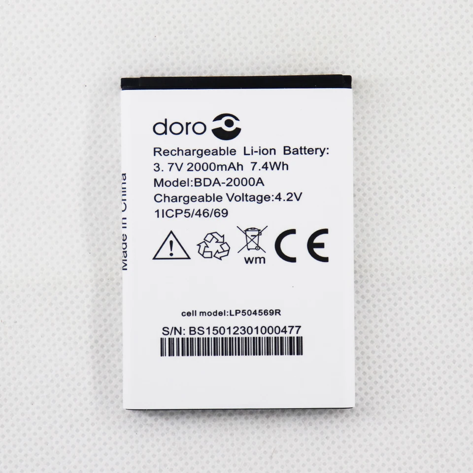 Batteria Agli Ioni Di Litio 2000mAh 3,7V Per Doro 8028, 8030, 8031, Liberto 822, 825 - Ricambio BDA-2000A
