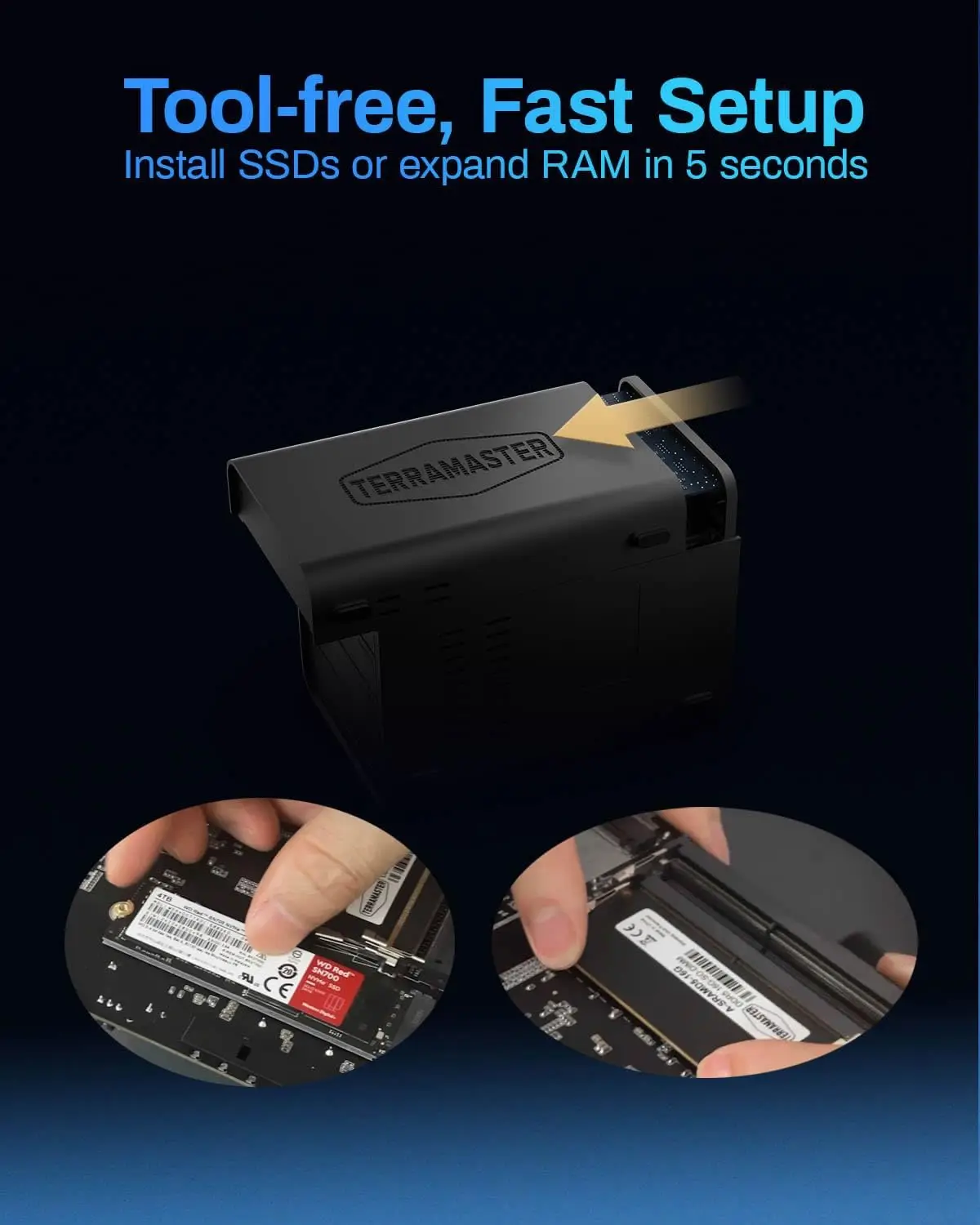 TERRAMASTER F6-424 Max NAS 스토리지 6베이 코어 i5 1235U 10코어 12스레드 8GB DDR5 RAM 듀얼 10GbE 포트 (디스크 미포함)