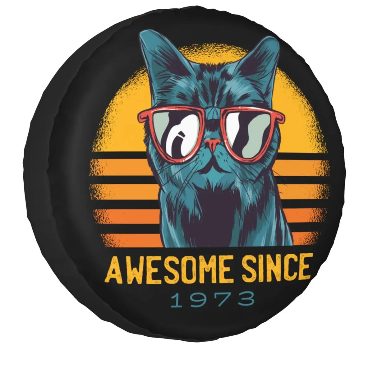 

Awesome Since 1973 Cat Spare Tire Cover Universal for Jeep SUV RV Camper Car Wheel Protectors Accessories 14" 15" 16" 17" Inch