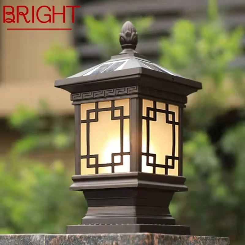 BRIGHT Outdoor Solar Post Lamp Classical Retro Waterproof Courtyard Led for Decoration Garden Balcony Villa Wall Light ganriland retro golbe led filament bulbs e14 g45 6 5w ultra bright 806 lumen dimmable ampoule high lumen for pendant light decor