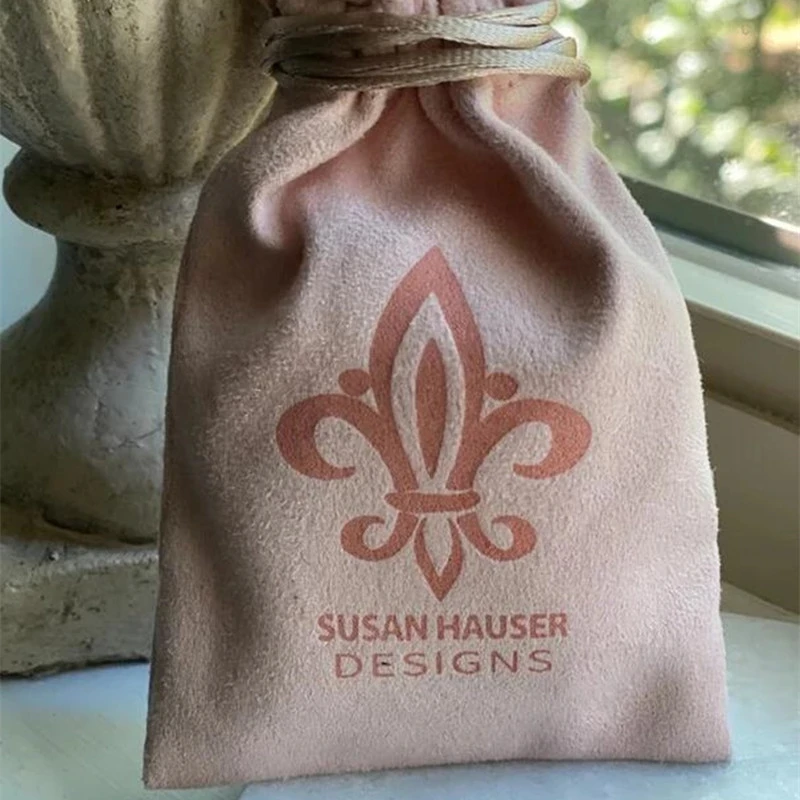 100 personalized deboss logo print drawstring bags custom skincare products packaging bag pouches Jewelry bags suede pouches