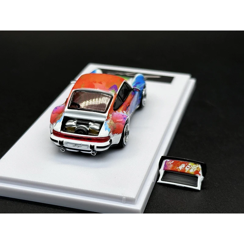 RM GP In Stock 1:64 Singer Turbo Study 930 Silver ART Openable Hood Diecast Diorama Car Model Collection 5