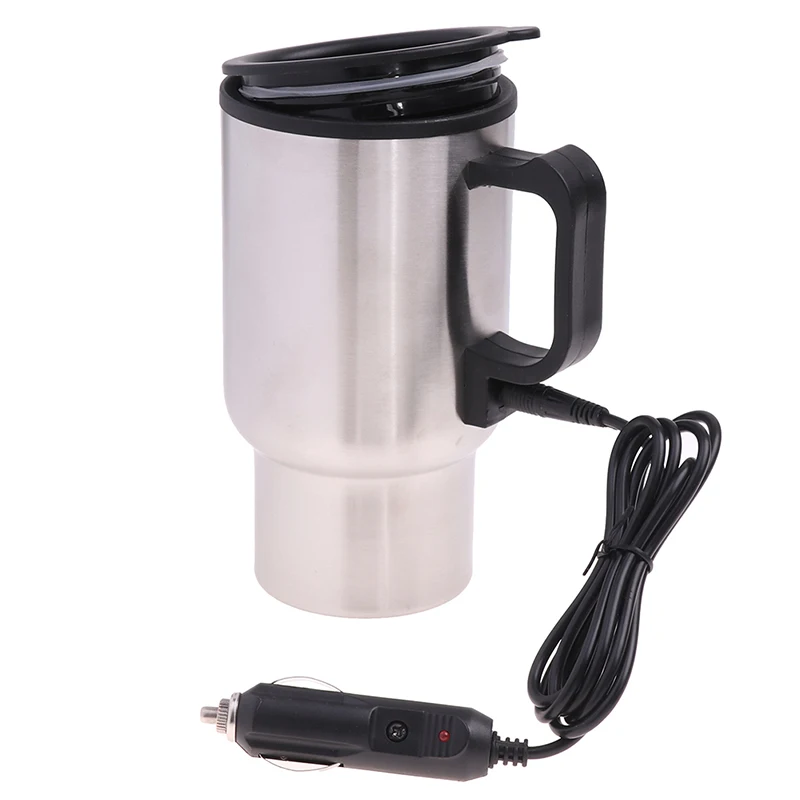 12V 450ml Steel Vehicle Heating Cup Electric Heating Car Kettle Coffee  Heated Mug USB Heating Car Coffee Mug Thermos Cup