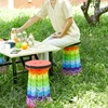 The Latest Portable Fun Casual Round Folding Chair Adjustable Plastic Fishing Stool Rainbow Telescopic Stooltool 3