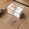 Transparent acrylic cotton swab box with square lid desktop dental floss and makeup film storage box 4