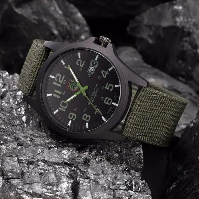 

Outdoor Men Watches Waterproof Date Stainless Steel Military Sports Watch Analog Quartz Wristwatch Nylon Strap Relogio Masculino