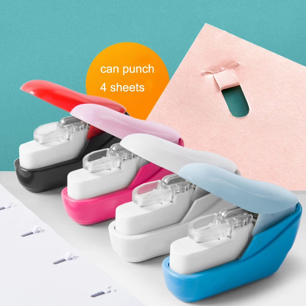 1PC Random Color Stapleless Stapler Book Paper Stapling Stapler Mini Portable No Staples School Office Supplies deli stationery labor saving stapler mini binder cute stapler paper stapler office and school supplies mini stationery set