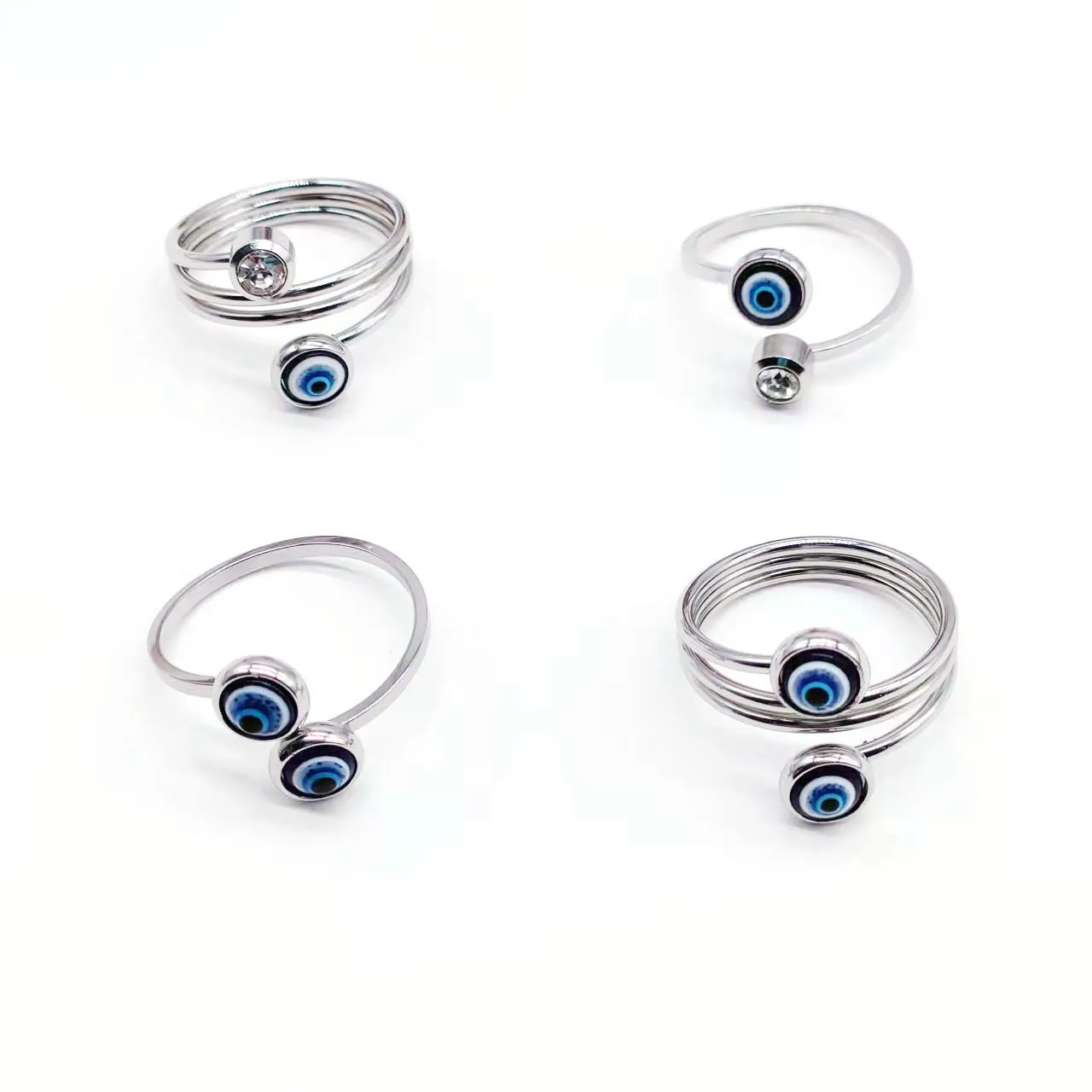 

Stainless Steel Blue Evil Eye Finger Rings For Women Gift Turkish Lucky Eye Open Ring