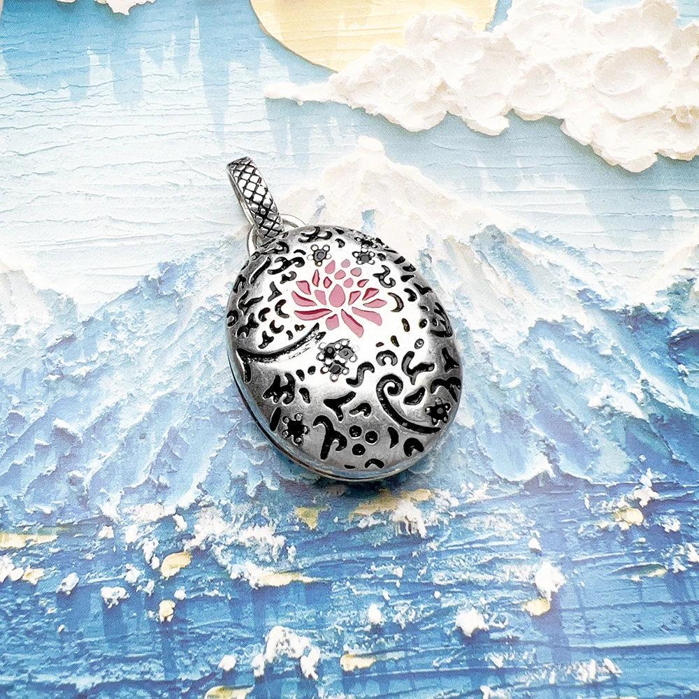 Pendant Red Rose Locket Summer Fine Jewelry Europe 925 Sterling Silver Romanitc Gift For Women pendant necklace,silver necklace,silver pendant
