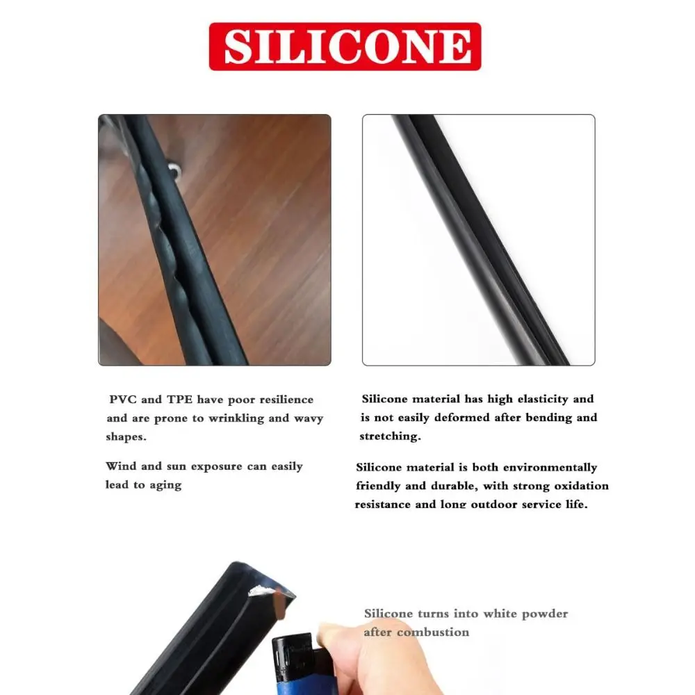 1/5/6M RV Rain Gutter Self-Adhesive Backing J-Shape Design Weather Stripping Silicone Rubber UV Resistant Sealing Strip Home