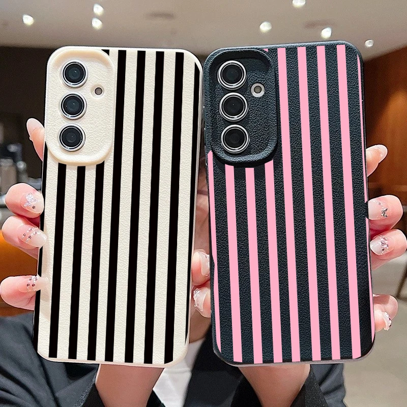 Retro Striped Luxury Leather Texture Phone Case Cover
