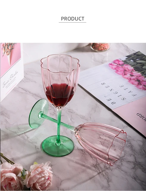 Light Luxury Retro Flower Home Wine Glasses Champagne Cup Set Crystal  Goblet Glass Ribbed Pink Green Cocktail Glass Martini Cup - AliExpress
