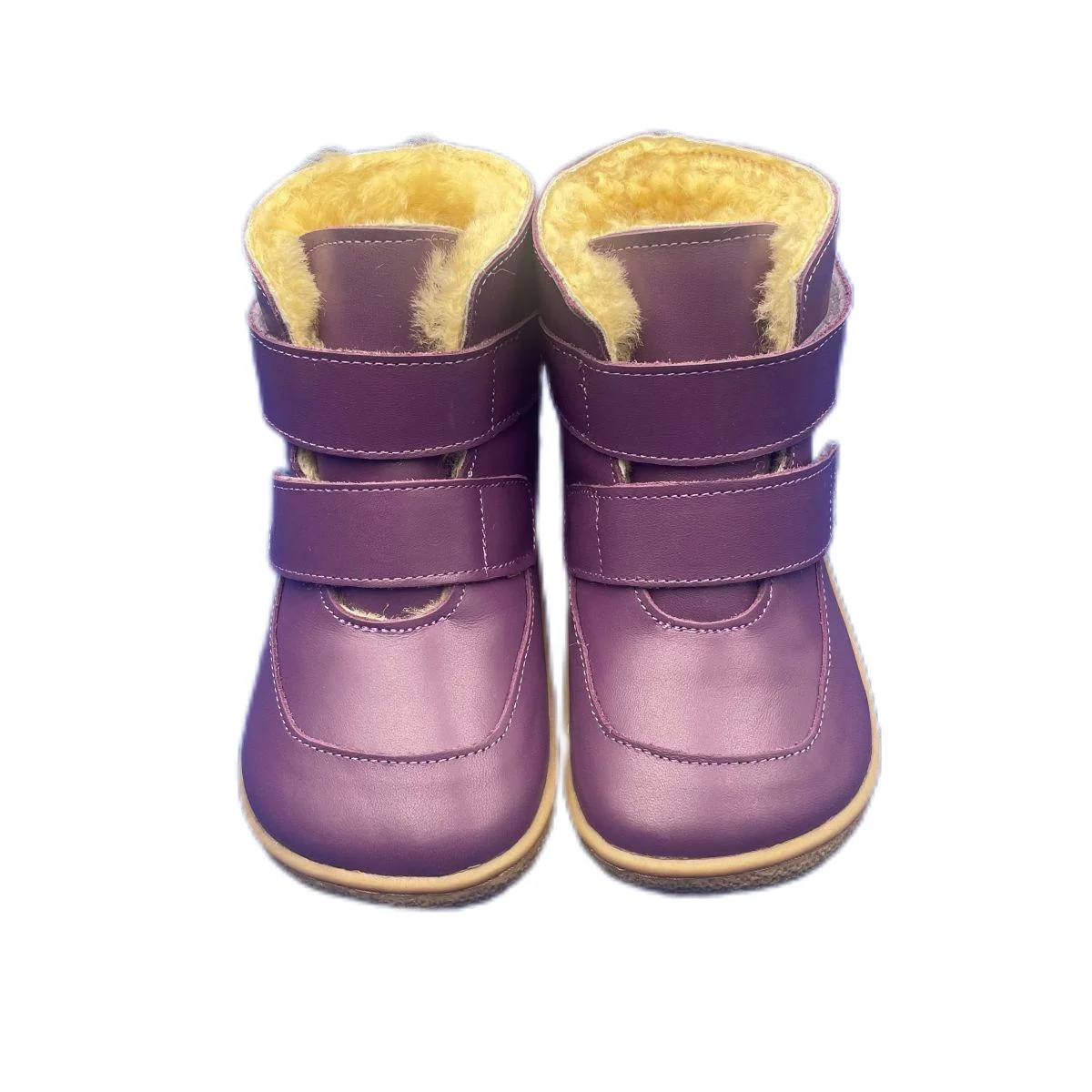 Children Boots Genuine Leather Winter Barefoot Two Straps Boot Real Fur Linning Insole Baby Toddler Girl Boy Kids Warm