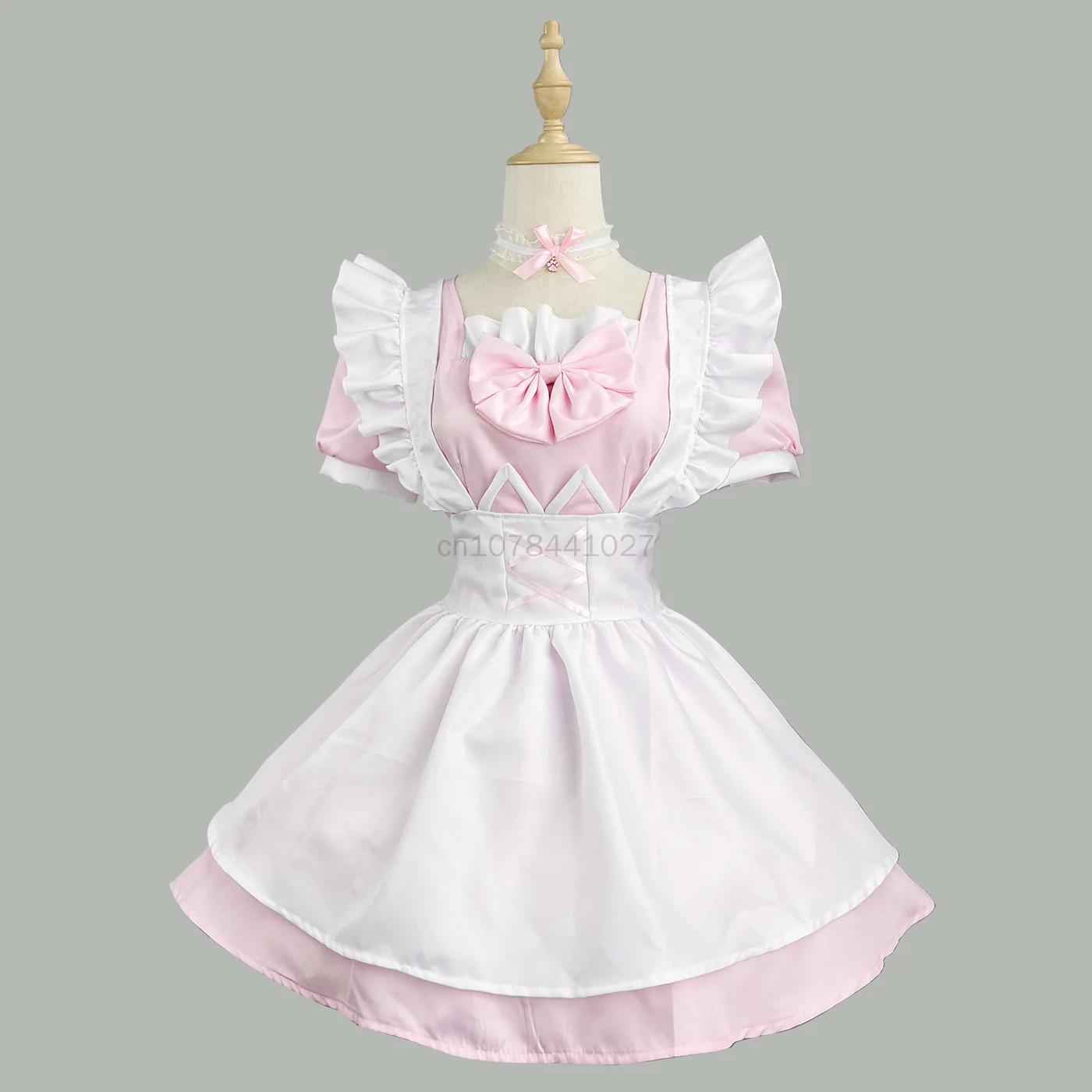 Oversize 4Xl 5Xl Maid Outfit Lolita Dress Sweet Pink Ruffles Servant Uniform Cafe Waiter Uniform Halloween Cosplay Costume Anime