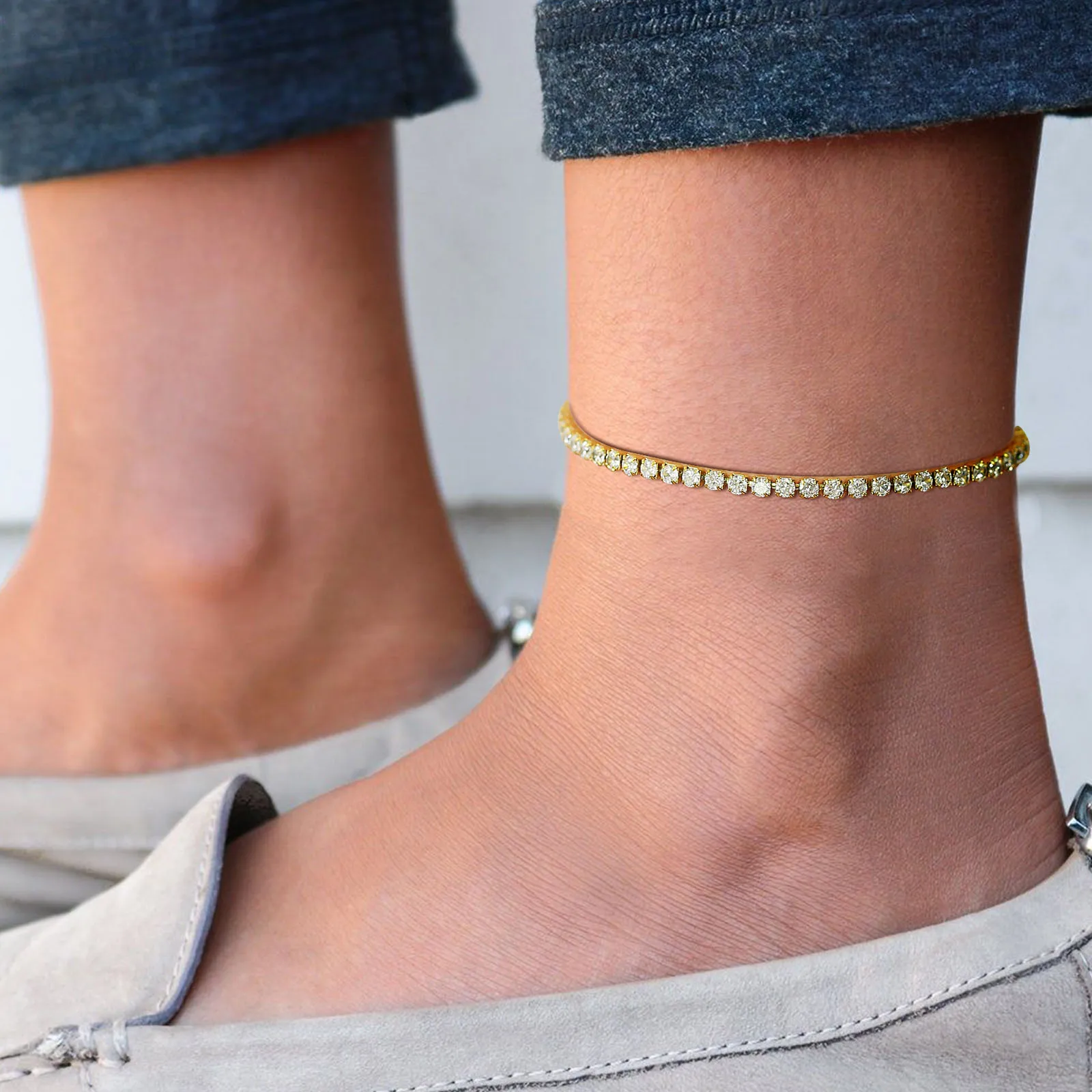 Jewelry | 2 Piece Lot Sexy Rhinestone Tennis Anklet Ankle Bracelet One  Silver One Gold | Poshmark