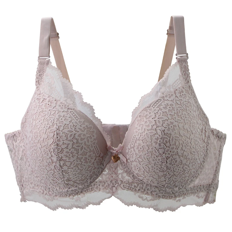 

DaiNaFang New Sexy Lace Bow Bras For Women Full Cup Pink White Beige Grey Maroon Black Push Up Underwear Plus Size Lingerie