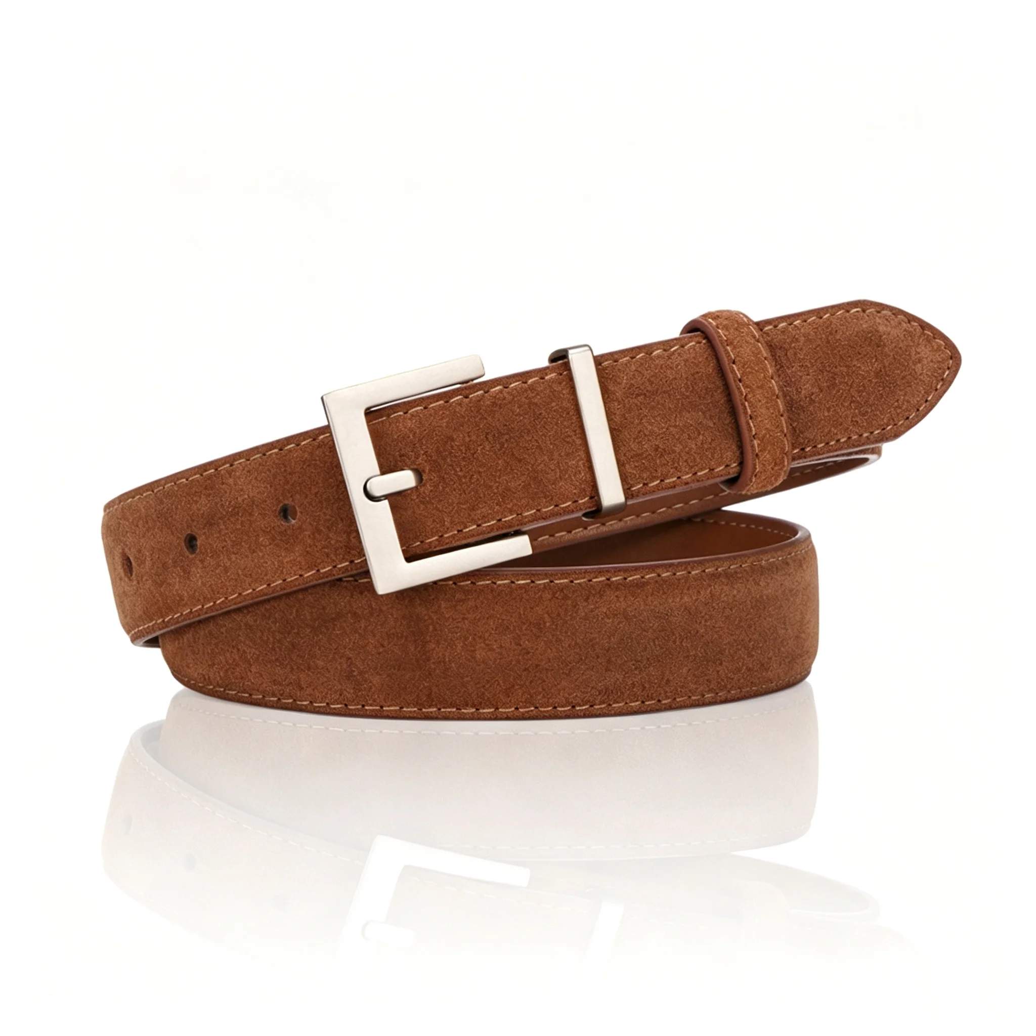 Elegant Women's Suede Cowhide Leather Belt with Metal Buckle - 2.8cm Wide