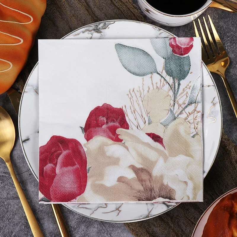 New Chinese Chinese Style Colorful Printing Paper Napkins Wedding Paper Butterfly Bone Bart Napkins Placemat 20pcs