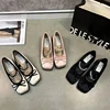 Crystal Bow Mary Jane Shoes Mid Heels Women Chunky Shoes 2025 Elegant Shallow Spring Pumps Shoes Dress Trend De Party Zapatillas 4