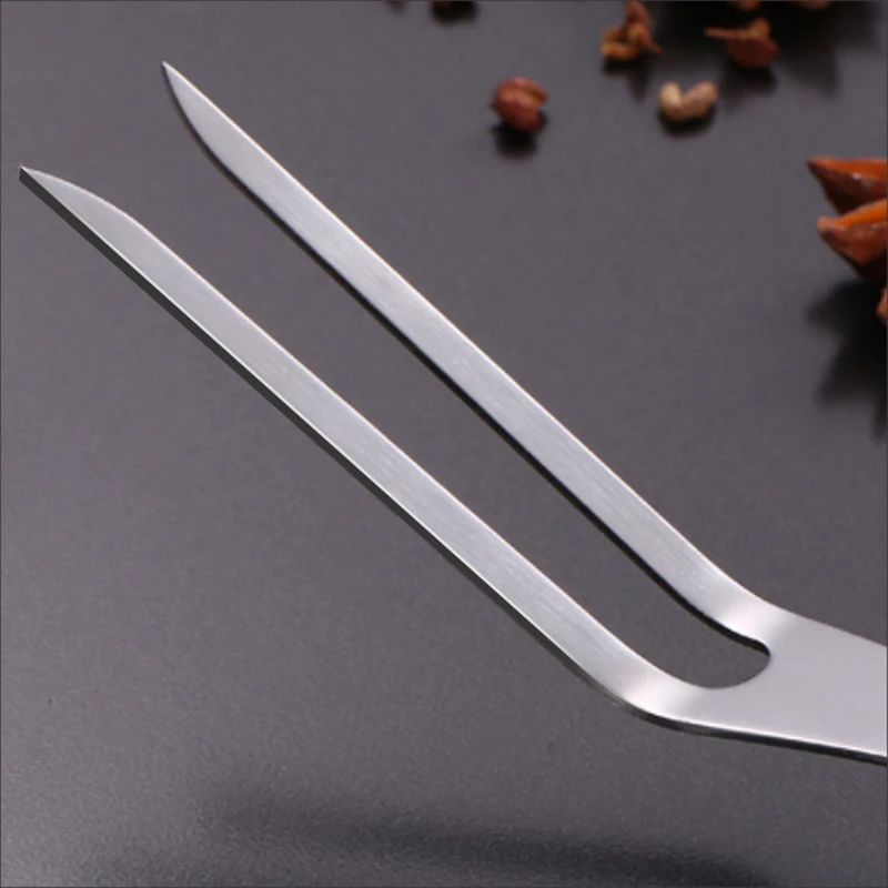 Stainless Steel Wooden Handle Turkey Fork Barbecue Cooked Food Splitter Portable Outdoor Cooking Tools Kitchen Accessories