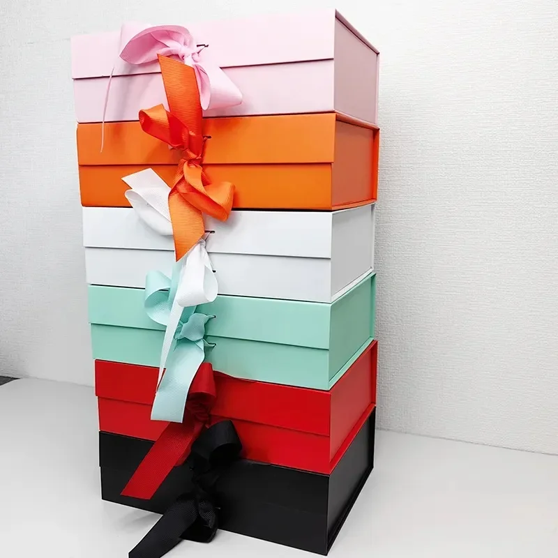 Wholesale 100pcs Custom Foldable Magnetic Gift Boxes with Ribbon, Luxury Book-Shaped Pa... - SKU CFMB2234 - UGI Packaging