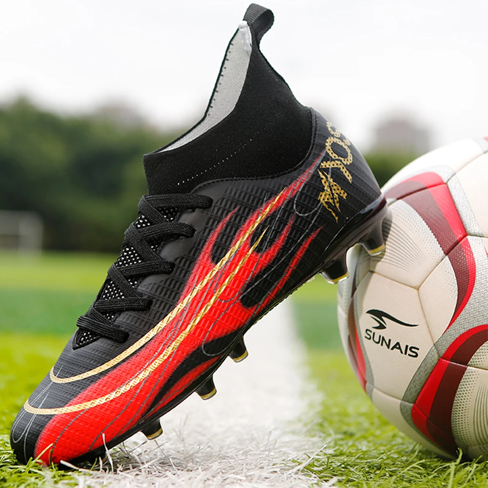 Men's football shoes TF/FG high tube football shoes men's youth adult non-slip long spike grass training competition sports shoe