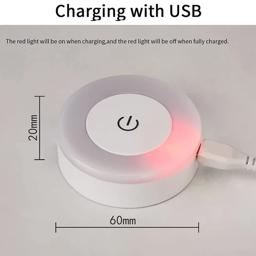 LED 터치 센서 야간 조명, USB 충전식 마그네틱 베이스 벽 조명, 라운드 휴대용 디밍 야간 램프, 방 장식, 3 가지 모드 5