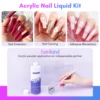Saviland 240ml Monomer Acrylic Nail Liquid with 3pcs Acrylic Brushes Size 8/10/14 for Acrylic Powder Nails Extension Salon DIY 2
