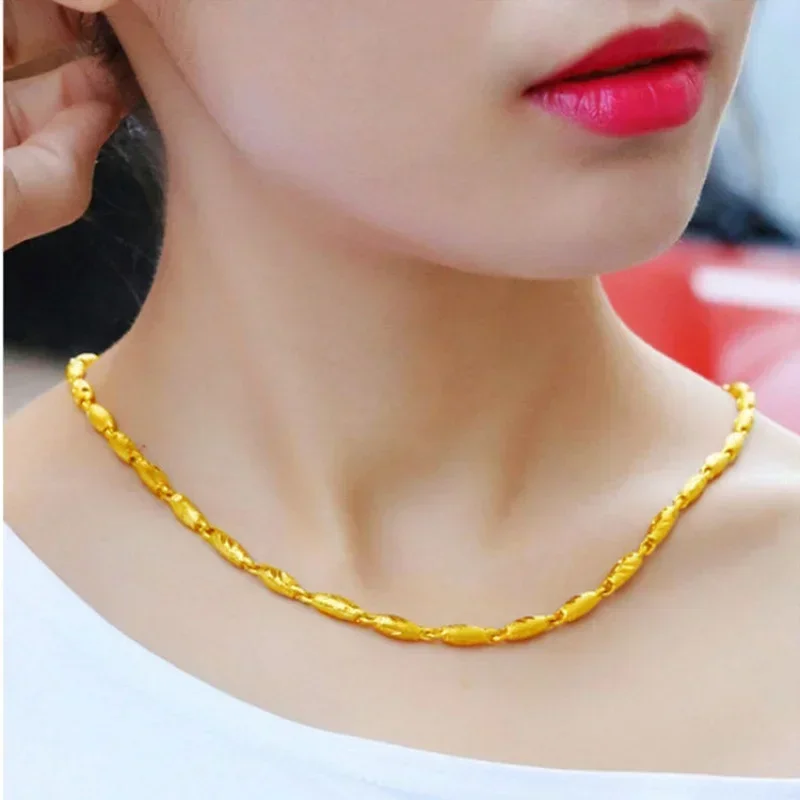 

3D Gold 999 Necklace Wedding Gold Store Same Style 18K Pendant Love Fashion Versatile Jewelry for Women