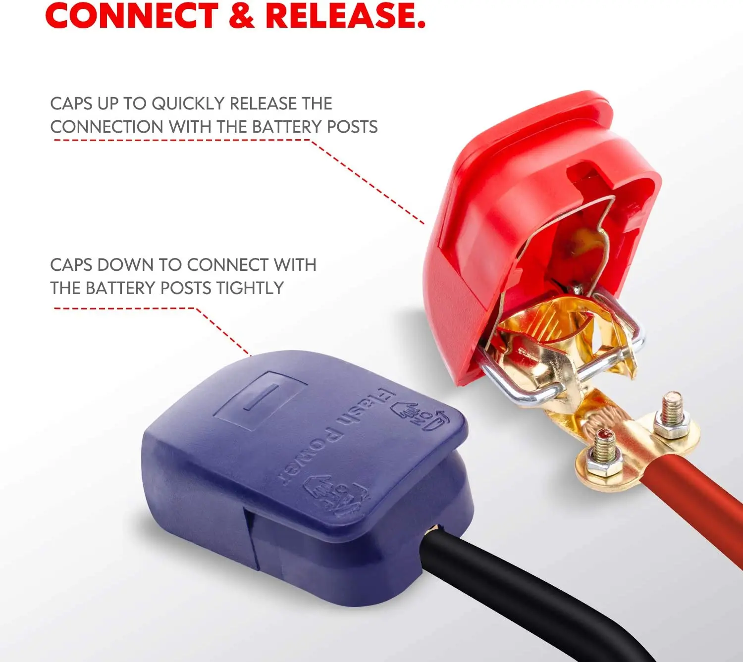 Car Battery Accessories Battery Terminals 1 Pair Positive & Negative Quick Release Battery Terminal Connectors Battery Clamps Top Post Battery Terminals