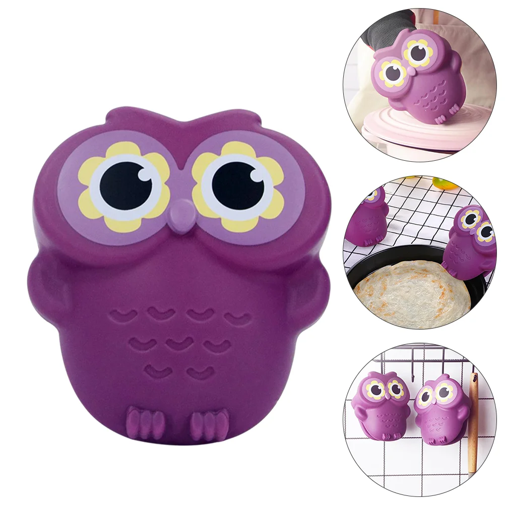 

Oven Mittens Owl Gloves Pinch Mitts Anti Scald Silicone Kitchen Cooking Gripper Purple Heat Resistant Grips