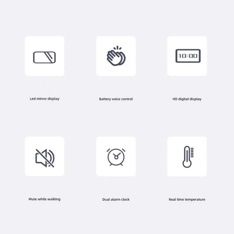 Simply LED Alarm Clock Student Digital Electronic Clock Voice Control Snooze Alarms Temperature Mute Table Clock