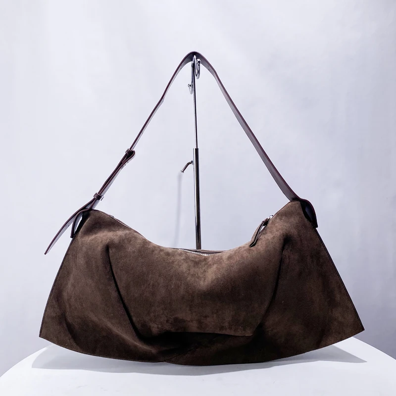 Bolsos de media luna de gamuza sintética estilo inglés para mujer, bolso de mano y monedero de diseñador de lujo, novedad 2024, de gran capacidad, para hombro debajo del brazo