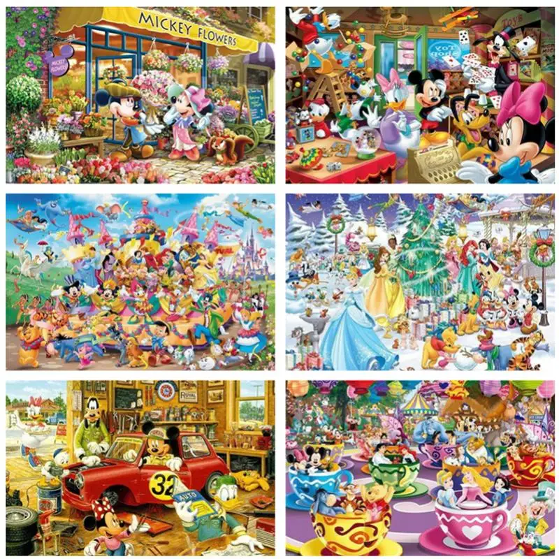 Mickey And Minnie Jigsaw Puzzles 300/500/1000 Pcs Disney Mickey Mouse Puzzle Diy Creative