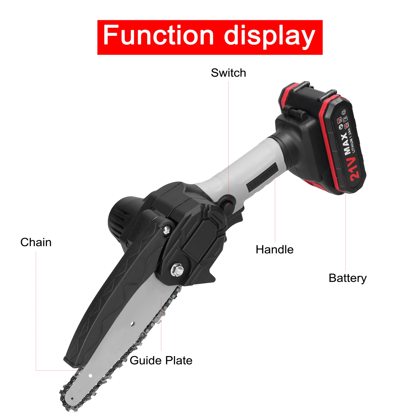Mini Chainsaw Electric Chainsaw Electric Saw 21V 6inch Electric Pruning Saws for Garden Orchard
