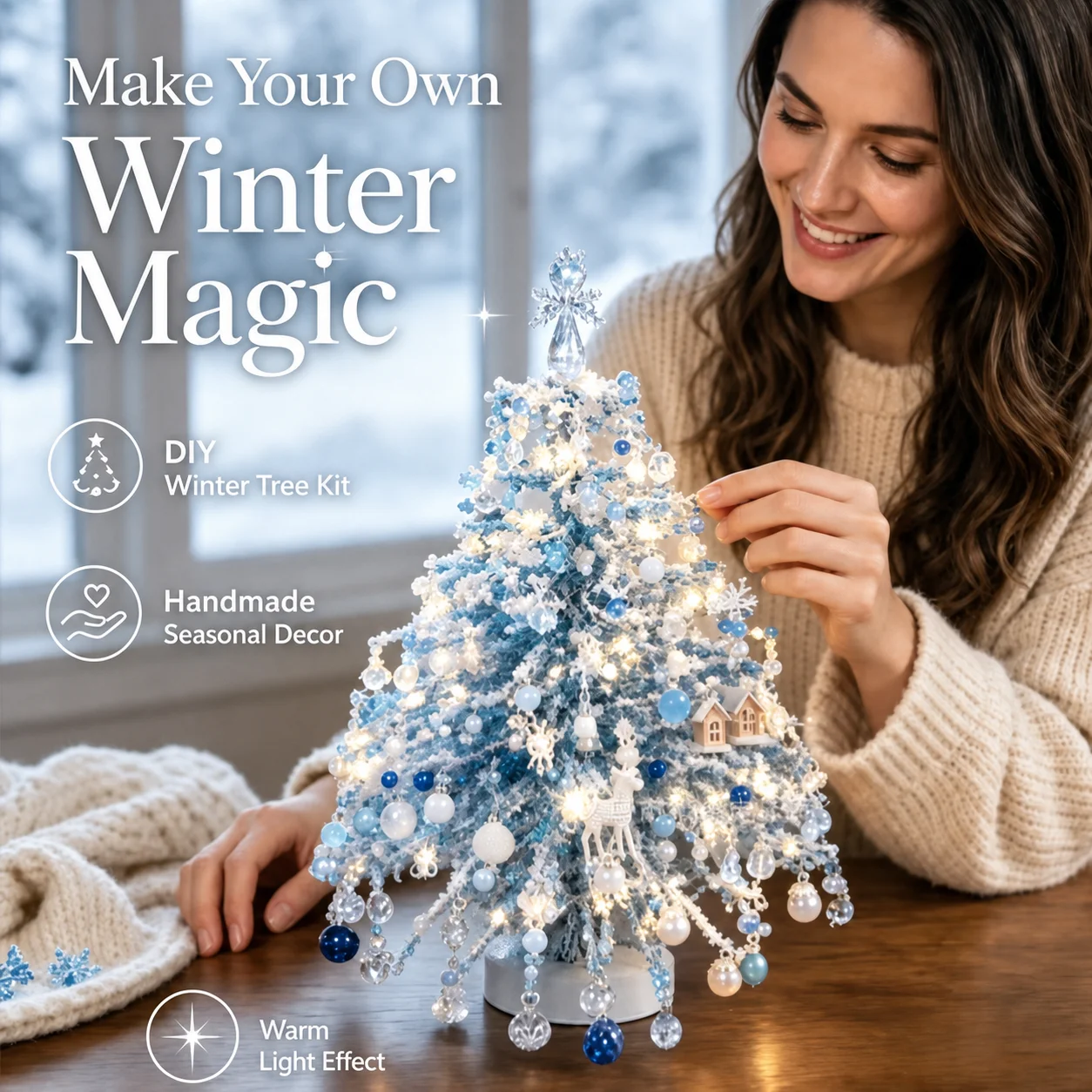 Festive DIY Beaded Christmas Tree Kit - Craft Set for Home Decor & Holiday Gifts