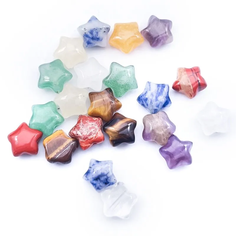 

21Pcs Natural Crystal Stone Star Shape Beads Gemstone Handmade DIY Jewelry Making Accessories 5*10mm