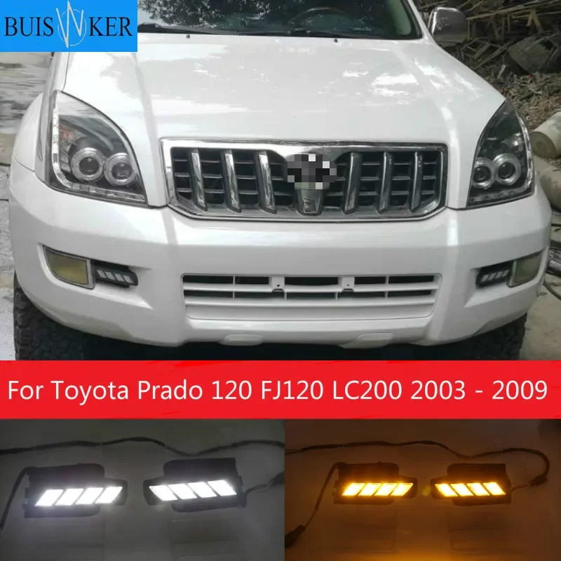 

Для Toyota Prado 120 FJ120 LC200 2003 - 2009 затемнения Стиль реле Водонепроницаемый ABS 12В Автомобильный светодиодный DRL Светодиодный дневной светильник