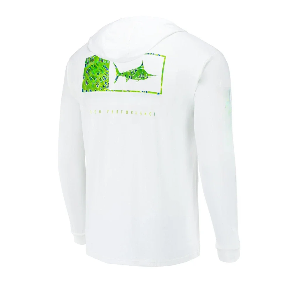 Geval Chemise de pêche à manches longues en fibre de bambou pour homme Fermeture éclair intégrale avec capuche M Blanc 76, Blanc 76